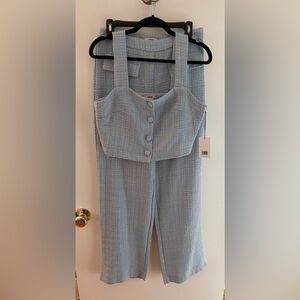 Jason Wu Light Blue Tweed Style Pant & Crop Top set